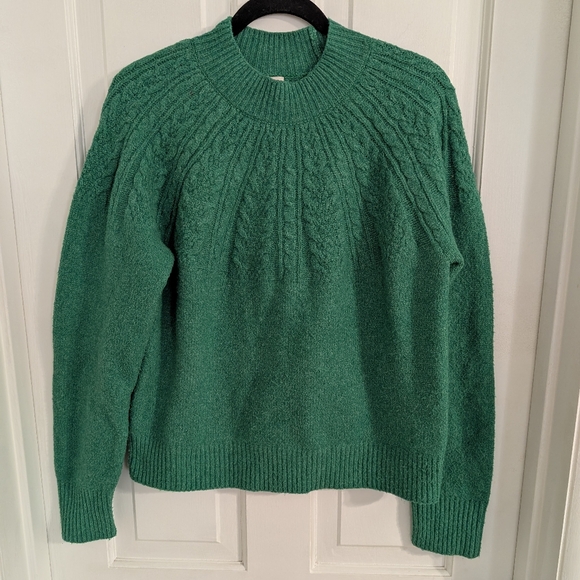 Joie Womens Cozy Pullover Sweater LARGE Cable Knit Holidays Christmas Green Soft - Picture 1 of 6
